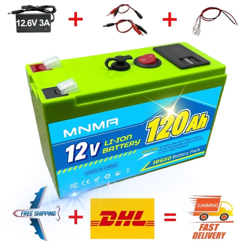 

12V Lithium Battery 120Ah LiFePO4 4000+ Deep Cycles Built-in BMS,10-Year Lifetime,for UPS, Kayak Fish Finder, Solar Panel,Radio