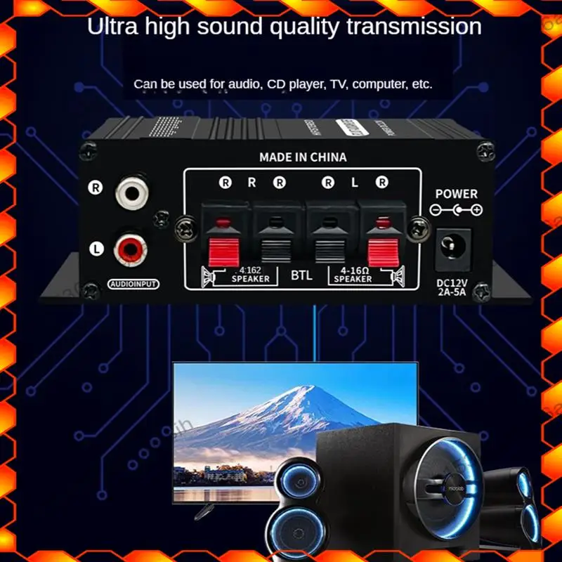 -AT52 AK-270 AK270 12V Mini HIFI Wzmacniacz Audio Domowy Samochodowy Kino Wzmacniacz 2 Kanałowy Wejście USB/SD AUX