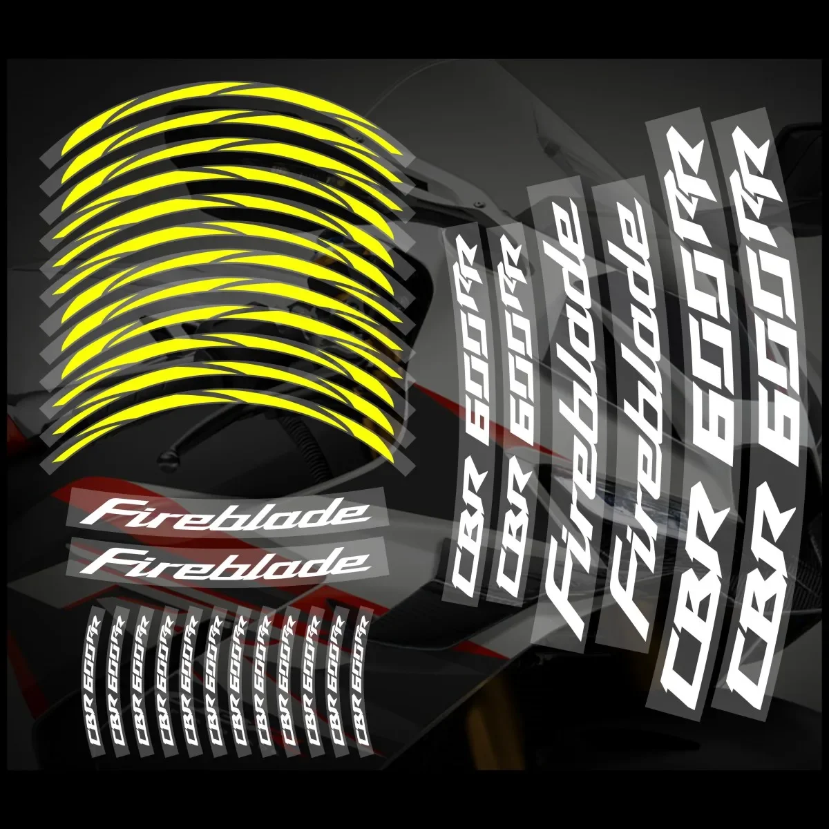 AnoleStix Riflettente Ruota Del Motociclo Adesivo Mozzo Decal Rim Stripe Nastro Per Honda CBR 600RR 2024 2023 2022 2021 2020 2019 2018