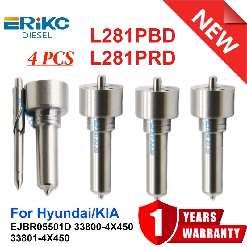 

4PCS Injection Fuel Nozzle L281PBD Spray Nozzle L281PRD for Hyundai/KIA DIESEL Injector EJBR05501D 33800-4X450 33801-4X450