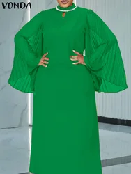 VONDA-Robe de soirée vintage à manches évasées pour femmes, tenue de soirée élégante et décontractée, grande taille 5XL, 2024