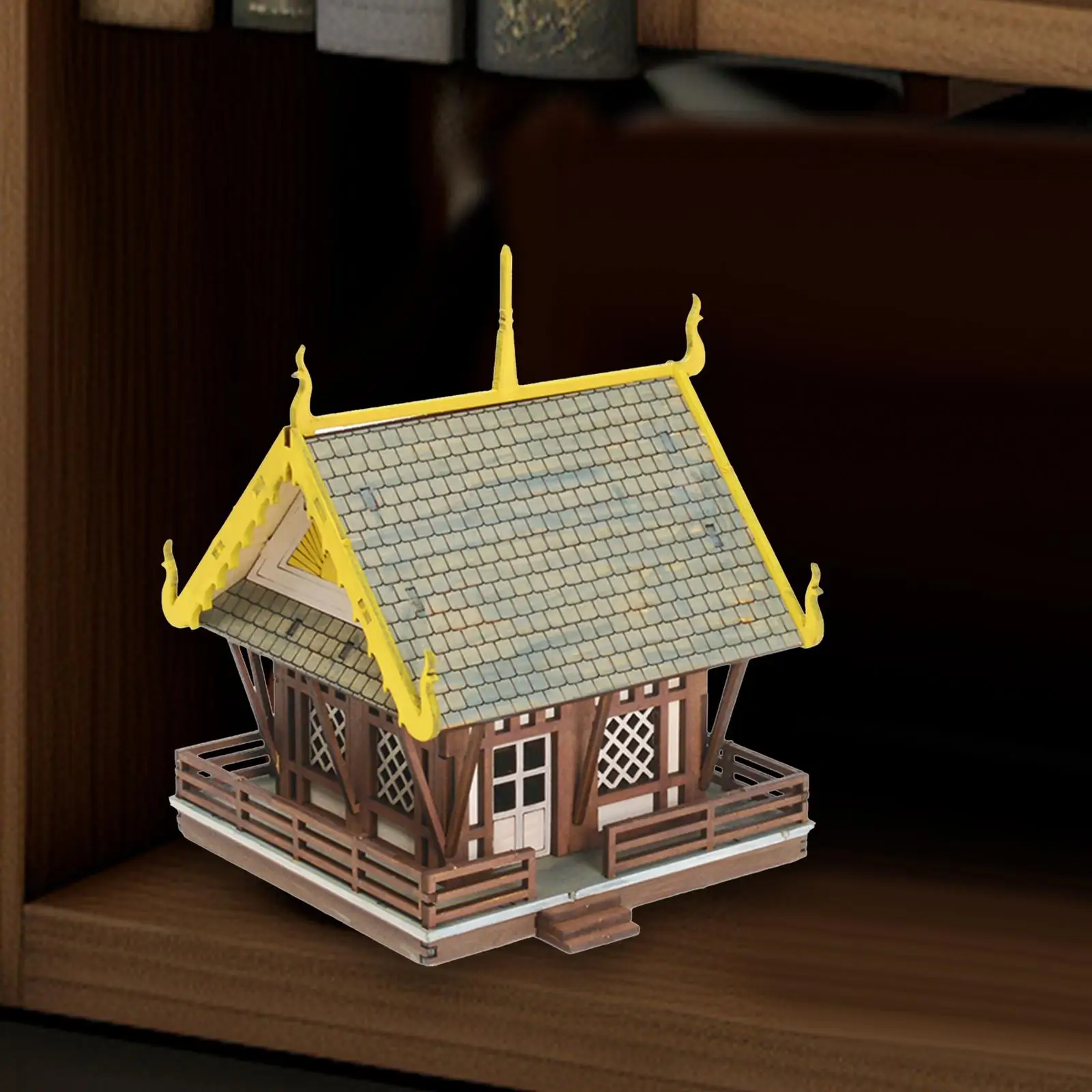 1/72 Wooden Temple House Puzzle 3D Wooden Puzzles for Diorama Accessory Gift