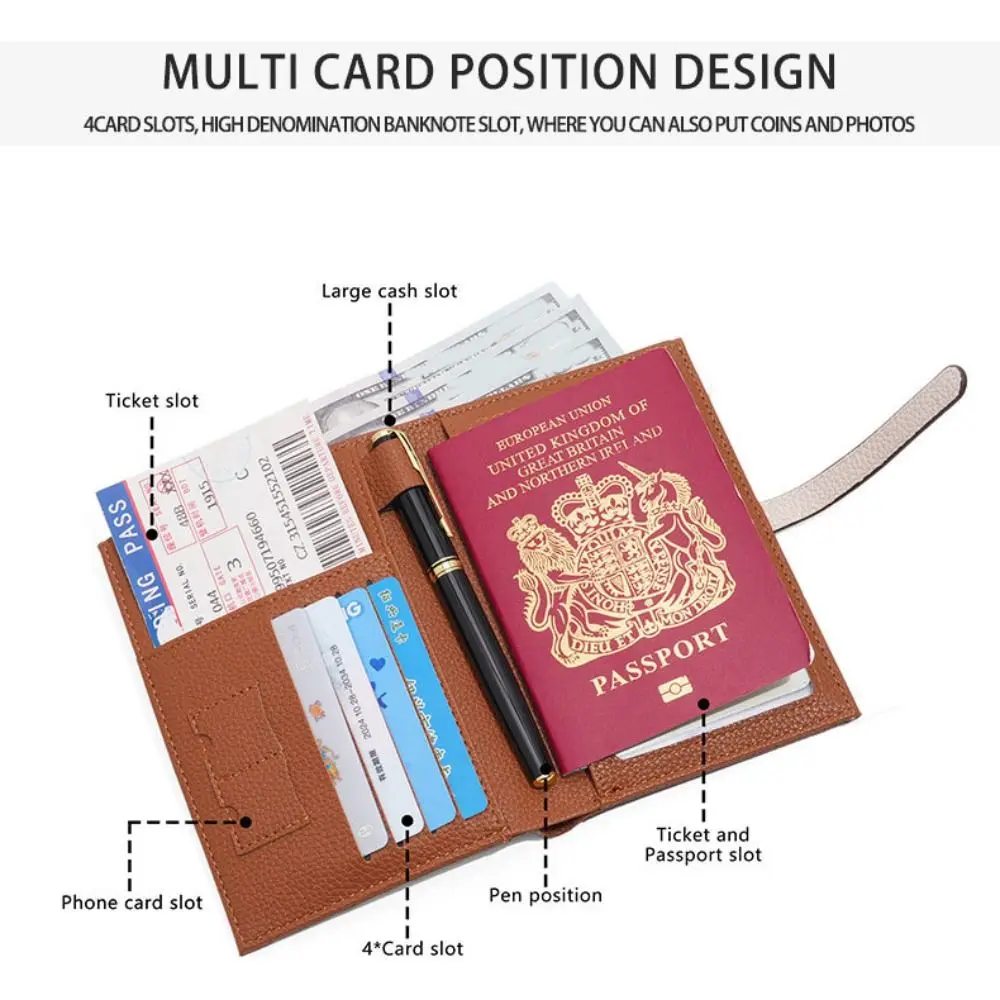 카드 홀더 PU 여권 가방 티켓 홀더 여권 커버 여행 지갑 다기능 항공기 체크인 수납 카드 가방 여성용