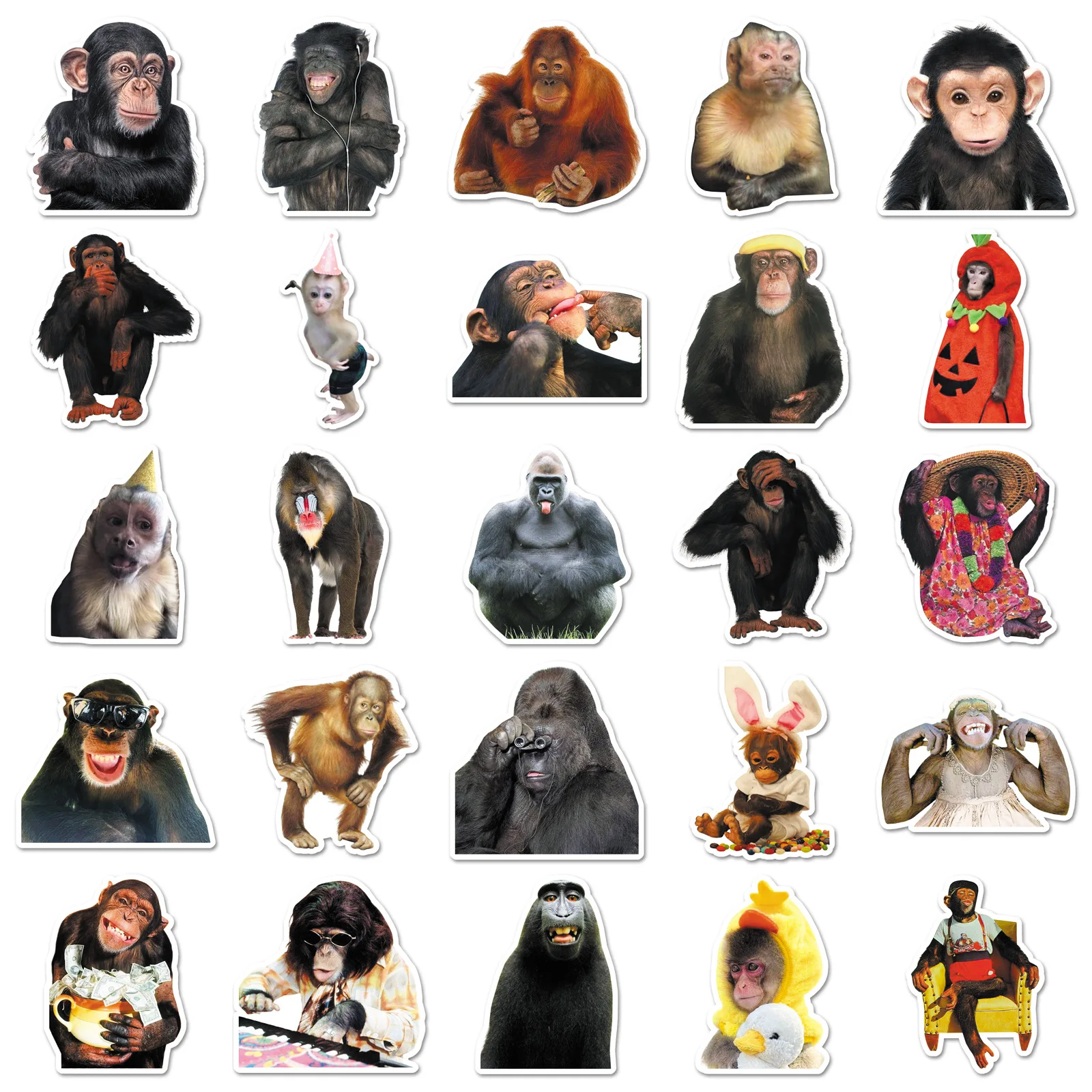 50 STKS Grappige Aap MEME Stickers Orang-oetan Graffiti Decoratieve Laptop Water Cup Telefoon Case iPad Waterdichte Stickers Kinderen Speelgoed