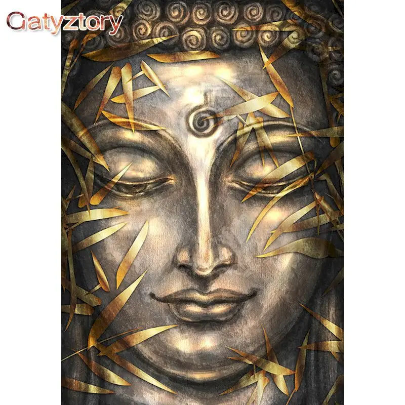 

GATYZTORY Painting By Numbers For Adults Kits Figures Buddha HandPainted Drawing On Canvas Coloring By Number Home Decor Art