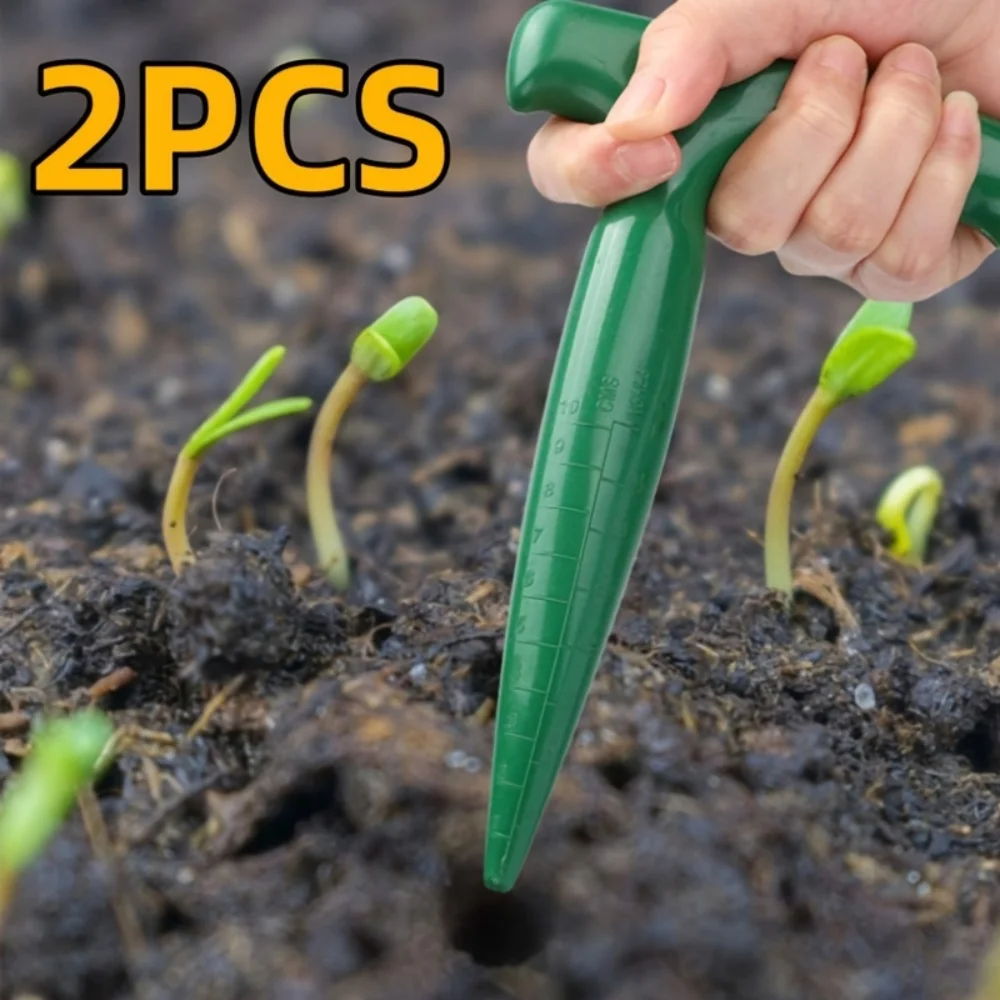 2 Plastic Gardening Hole Punchers, Hole Diggers and Hole Punchers with Measuring Scale, Lightweight Seed Planting Tools