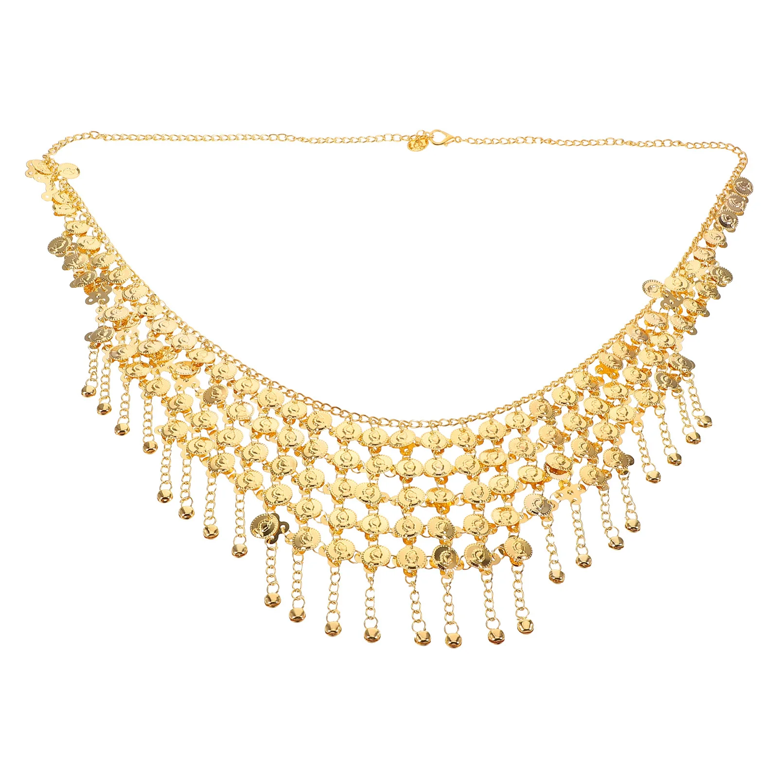 

Boho Belly Chain Waist Chain Tassel Adjustable Metal Belt for Belly Dance Party Stage Performance Jewelry Bells Fringe