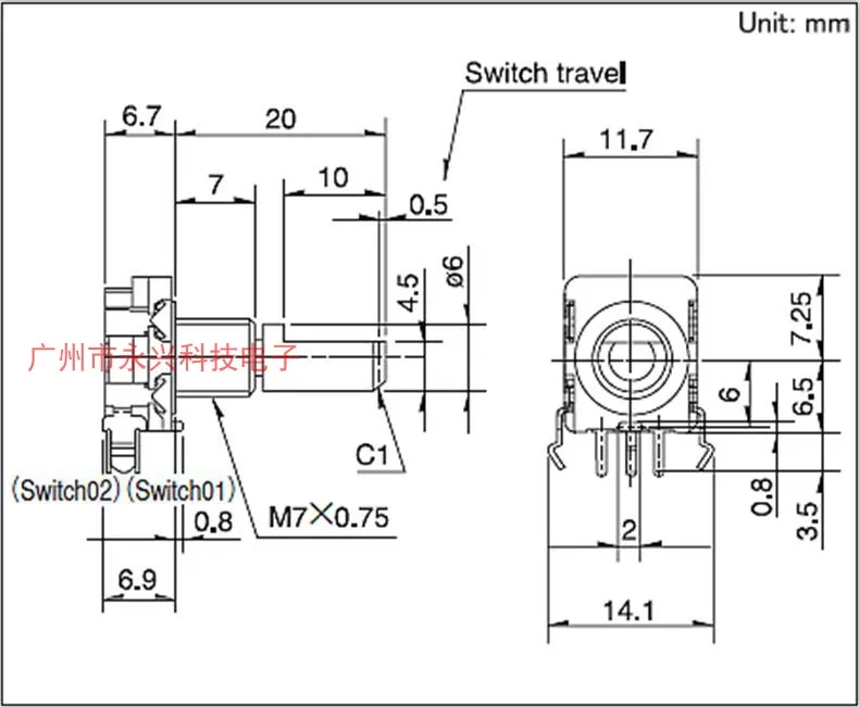 3PCS EC11 Rotary Encoder Horizontal 360 Degree Infinite Rotation Shaft Length 15MM Volume Sound System