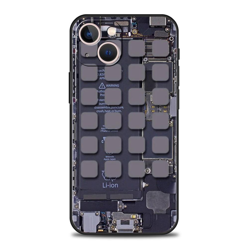 Inside Circuit Board Phone Case Cover for iPhone 15 14 13 12 11 Pro Max 7 8 Plus XR XS X 13 Mini Silicone Soft Fundas Shell Capa