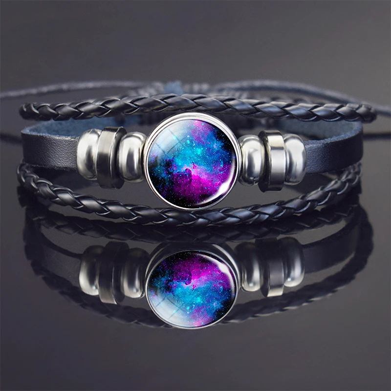 Horsehead Nebula Bracelet Galaxy Space Planet Braided Leather Bracelet Men Fashion Astronomy Gift