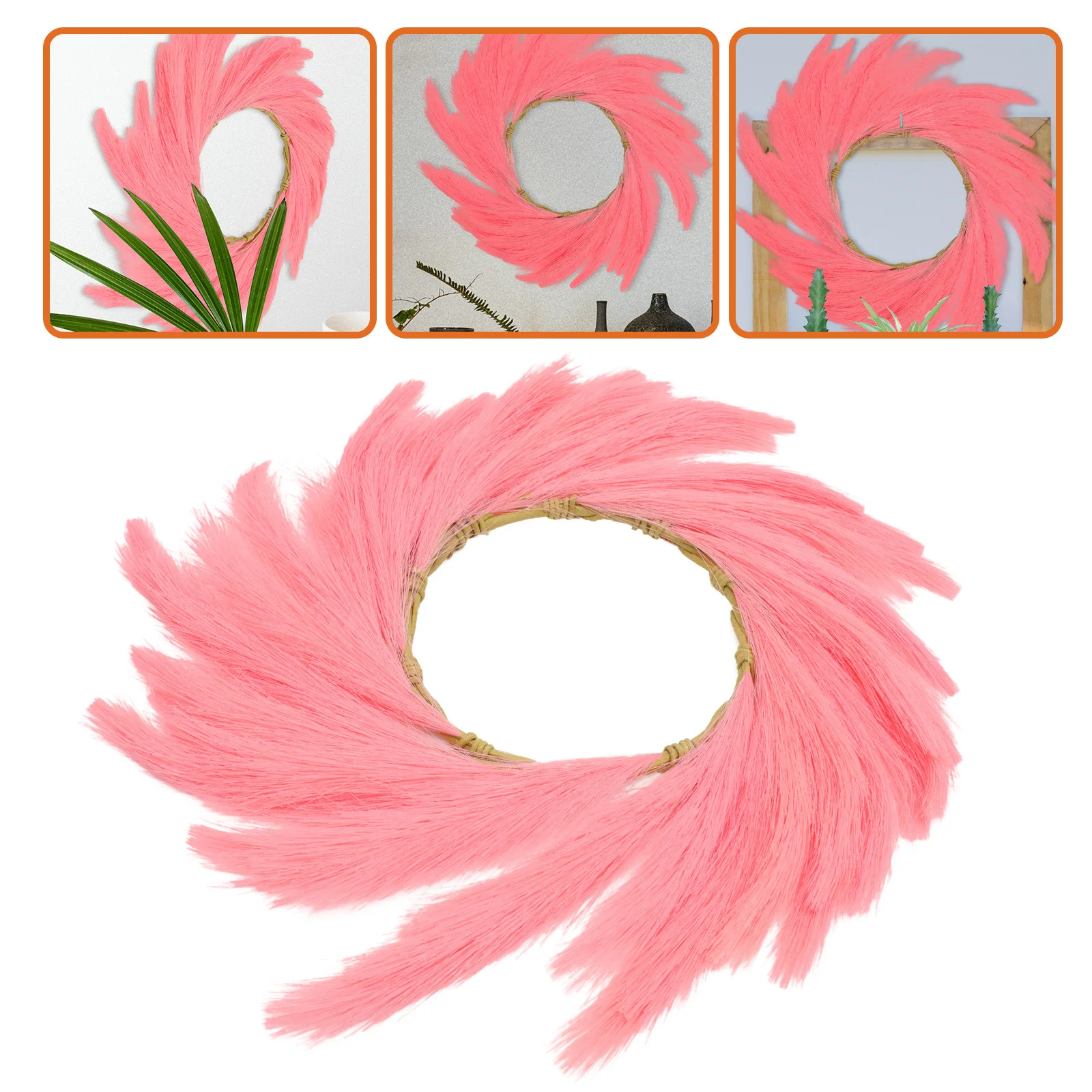 

Artificial Phragmites Wreath Simulated Reed Wreath Rustic Wall Hanging Front Door Fake Pampas Grass Fall Home Decor