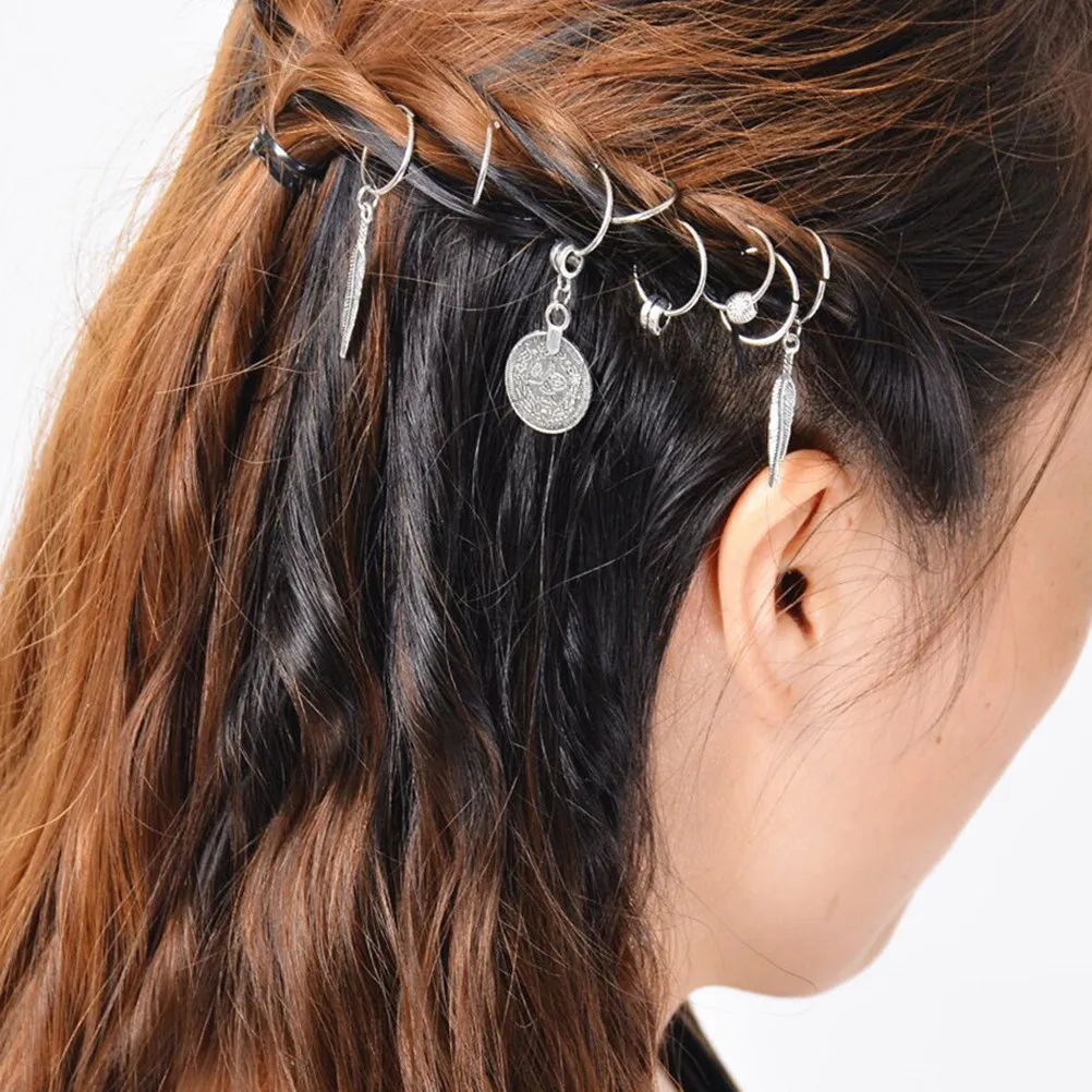 Ethnic Braid Hair DIY Jewelry Loops Rings for Braids Extensions Dreads Updos Pigtail Accessory Trendy Hair Accessories for Women