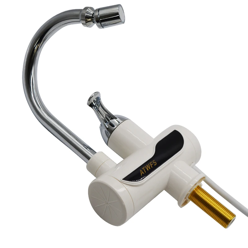 220V Tankless Instant Water Heater Electric Hot Water Faucet 3000W Heating Kitchen Tap with Temperature Display EU Plug