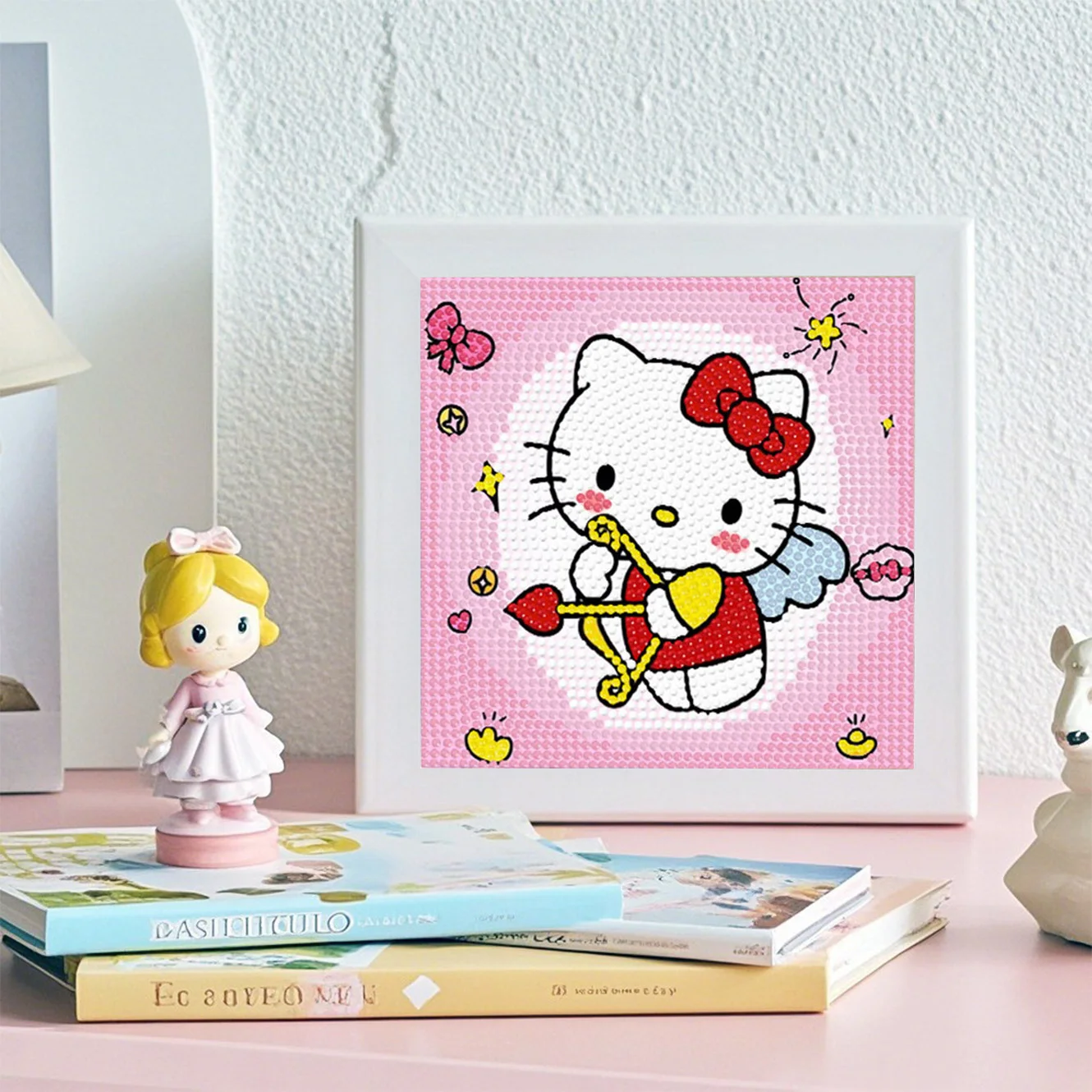 

Sanrio Cartoon Crystal Diamond Frame Decoration Painting Cupid Hello Kitty Handmade DIY Cross Embroidery Paste Set Birthday Gift