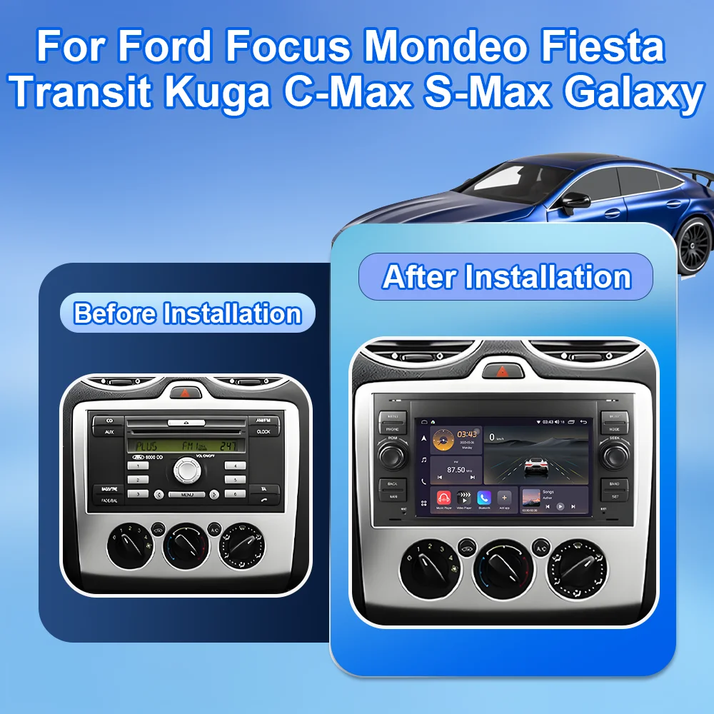 Car Radio Android 16 For Ford Focus Mondeo Fiesta Transit Kuga C-Max S-Max Galaxy GPS Multimedia No 2 Din Autoradio Carplay DVD