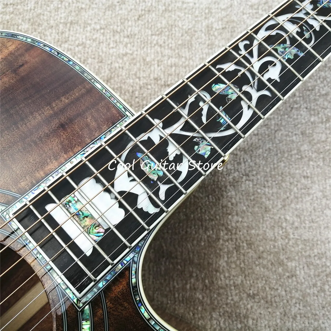 Factory Custom,All KOA Wood Acoustic Guitar,Real Abalone,41'' D Model,Cutaway Guitar