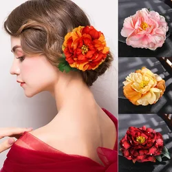15cm large Fabric Blooming Rose Flower woman Hair Decorations & Brooch wedding party Hair Clip Bridal Wedding Hair Flower Studio