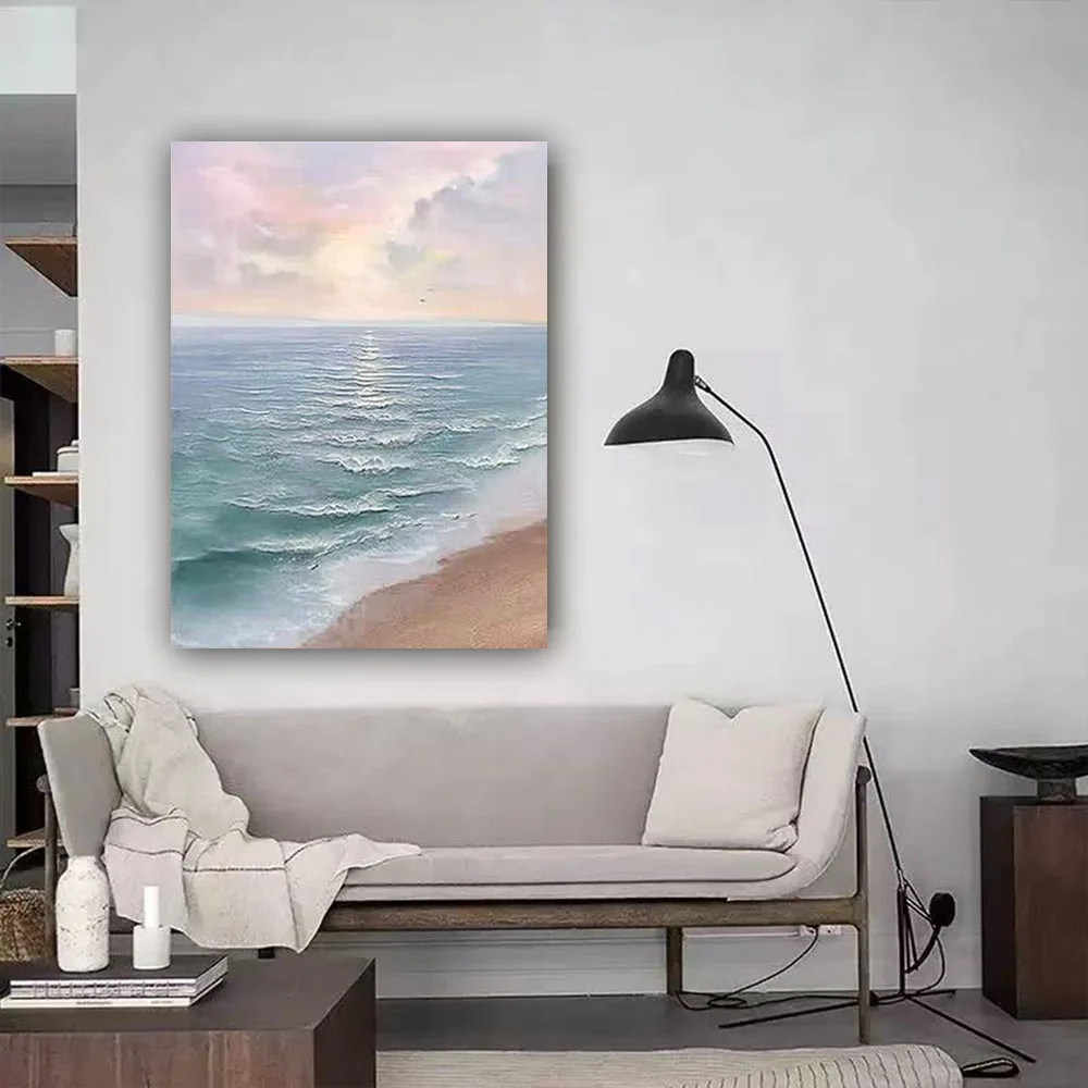 100% Handmade Canvas Art Seascape Oil Painting Modern Abstract Wall Mapping For Living Room Bedroom Porch Hallway Luxury Mural