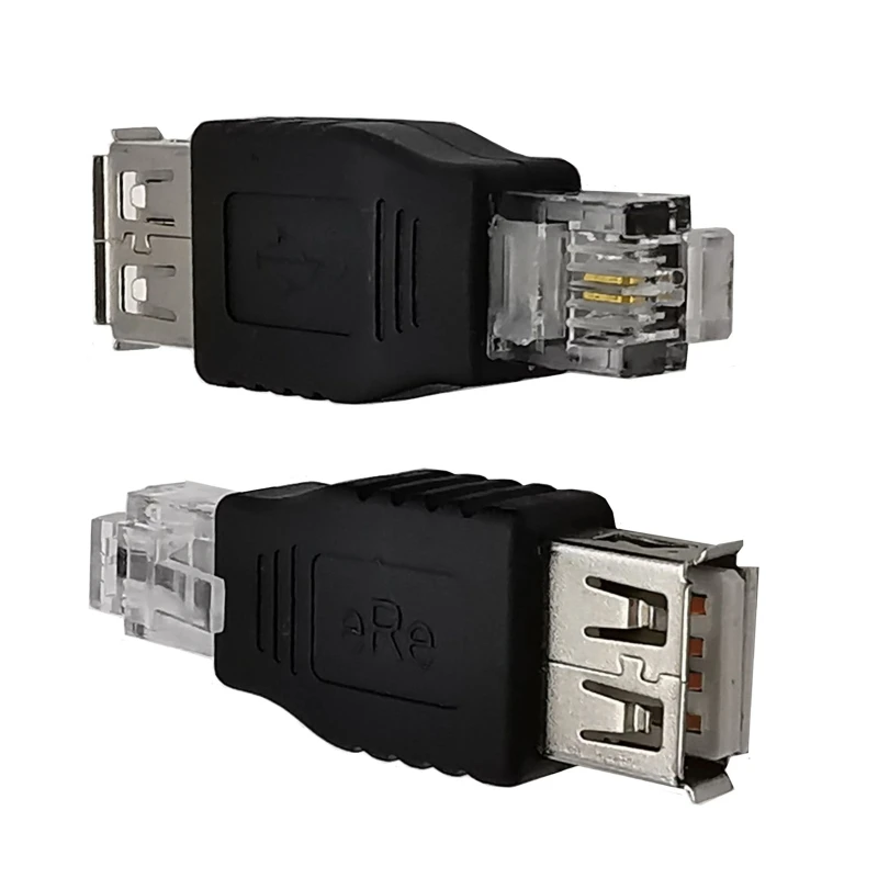 Ethernet RJ11 6P2C USB Adaptor Jaringan Steker Wanita 4 Pin Konektor USB-A Adaptor Telepon Rumah