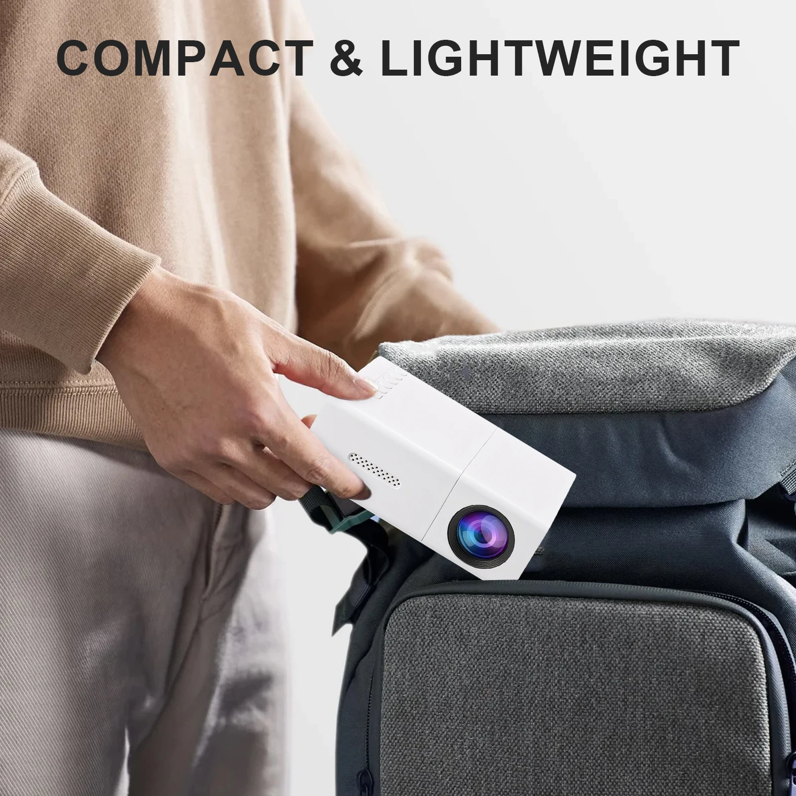 HDMI AV 1080P LED Mini Projector W/ Remote Control 4K HD Video Projector Smart Mobile Projection Tool for Outdoor Camping Movies