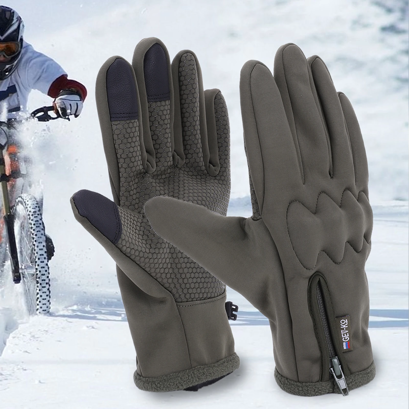 

Winter Motorcycle Gloves Skin-Friendly with Touchscreen Finger Motorbike Riding Gloves Winter Thermal Fleece Lined for Men Women