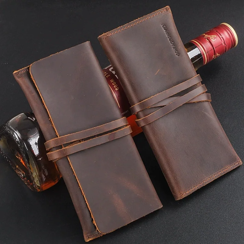 1Pc Portable Pipe Storage Bag Handmade Pipe Bag Gentleman Grass Bucket Silk Storage Holder Crazy Horse Leather Rope