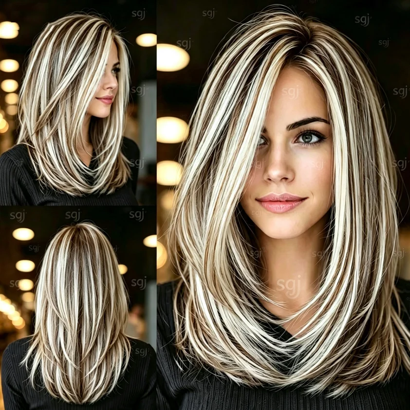 Natural HD Lace Highlight Blond 18Inch Straight Wig for Women Pre-Plucked Transparent Lace Frontal Versatile Glueless Hair Wig