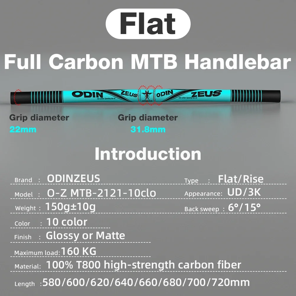 Color LOG Full Carbon MTB Handlebar, Increased Intensity, Mountain Bicycle Bar, Flat and Rise Clamp, New,31.8mm ,740mm - Image 4