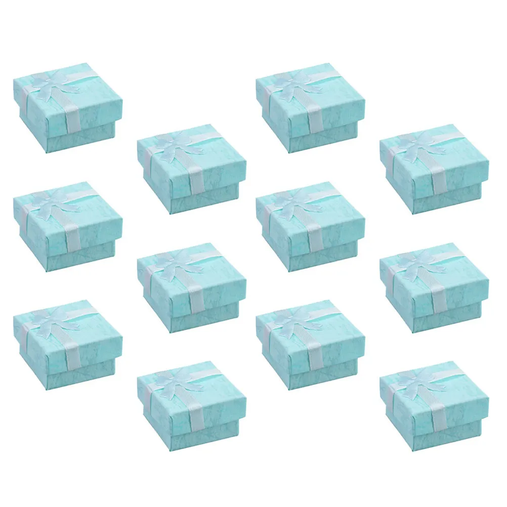 12pcs Compact Jewelry Box Set with Bowknot – Dustproof & Scratch-Resistant Ring and Earring Storage Gift Case
