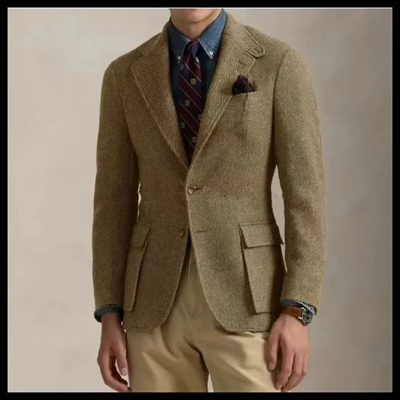 

Versatile New Jackets Man Winter Men's Herringbone Jacket Male Winter Coat Lapel Casual Mens Coats Men's Autumn Clothes Mantel