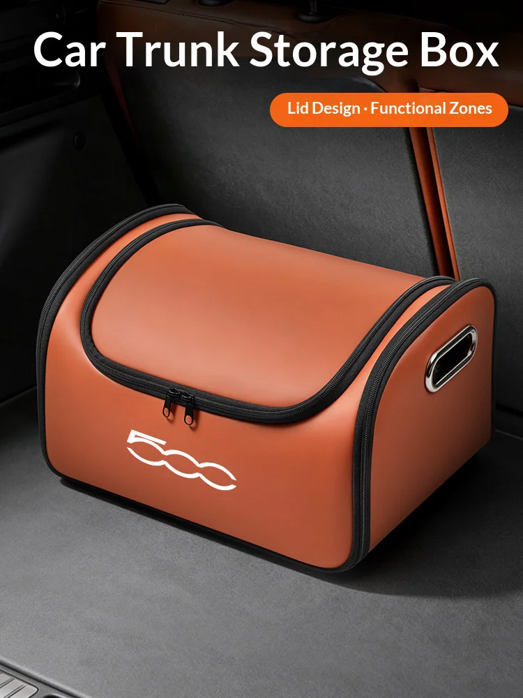 For Fiat 500 Car Trunk Organizer Storage Box Seat Multifunctional Storage Bag with Built-in Pocket Auto Interior Accessories