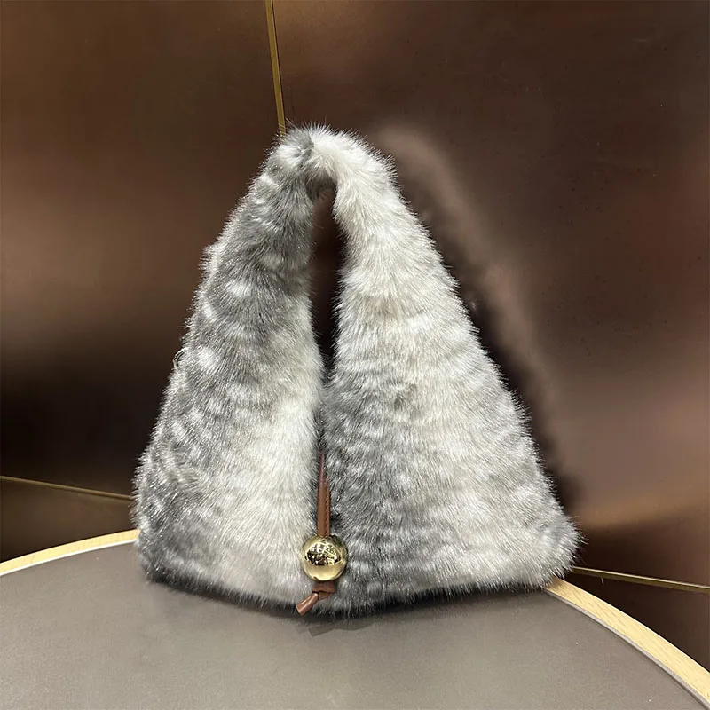 الشتاء لينة حقيبة دافئة فاخرة تصميم جديد المرأة فو الفراء حقيبة يد الفتيات رقيق سعة كبيرة حمل حقيبة عالية الجودة الفراء المحفظة