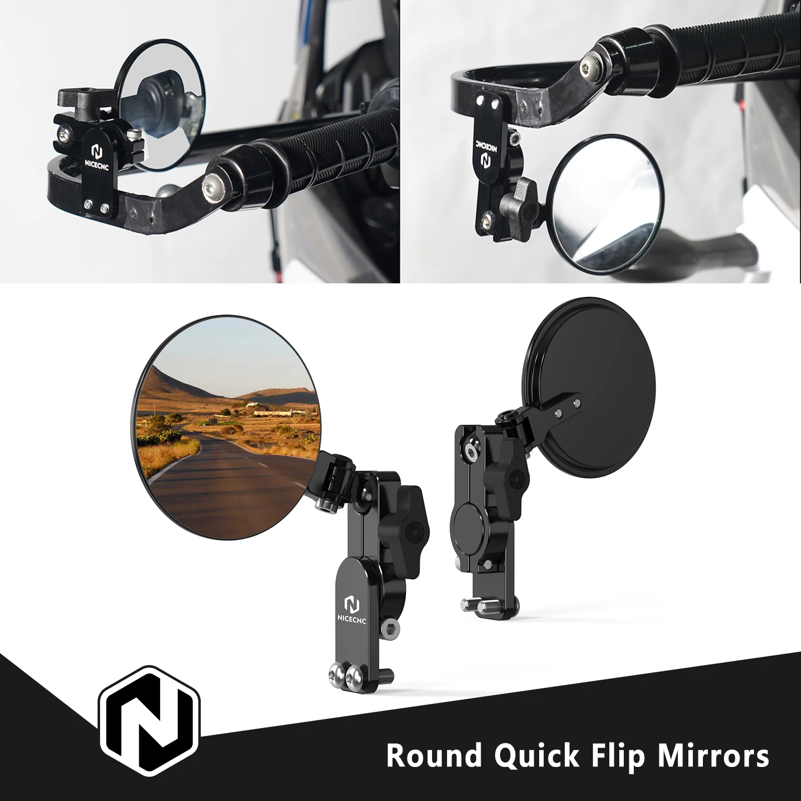 

Round Rearview Mirror Quick Flip Mirror For KTM Enduro SMCR Adventure CFMOTO Yamaha BMW Triumph Honda Ducati Husqvarna Suzuki