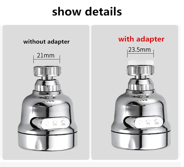 360 Rotatable High Pressure Kitchen Faucet Extender 3 Modes Faucet Aerator Water Adjustable Tap Nozzle Adapter For Kitchen Tap