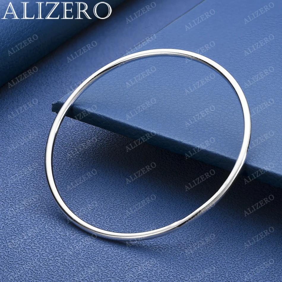 

ALIZERO 925 Sterling Silver 3mm Bangle Bracelet For Women Fashion Jewelry Simple Classic Elegant Party Birthday Gifts