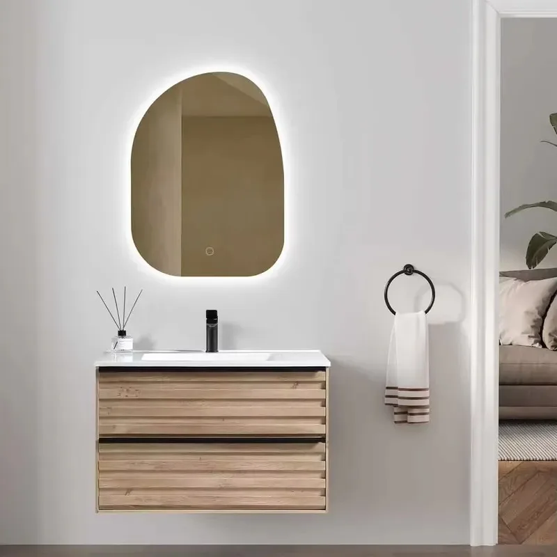 U Shaped Carving Melamine Wood Bathroom Vanity with Sink Modern Apartment Furniture New Color