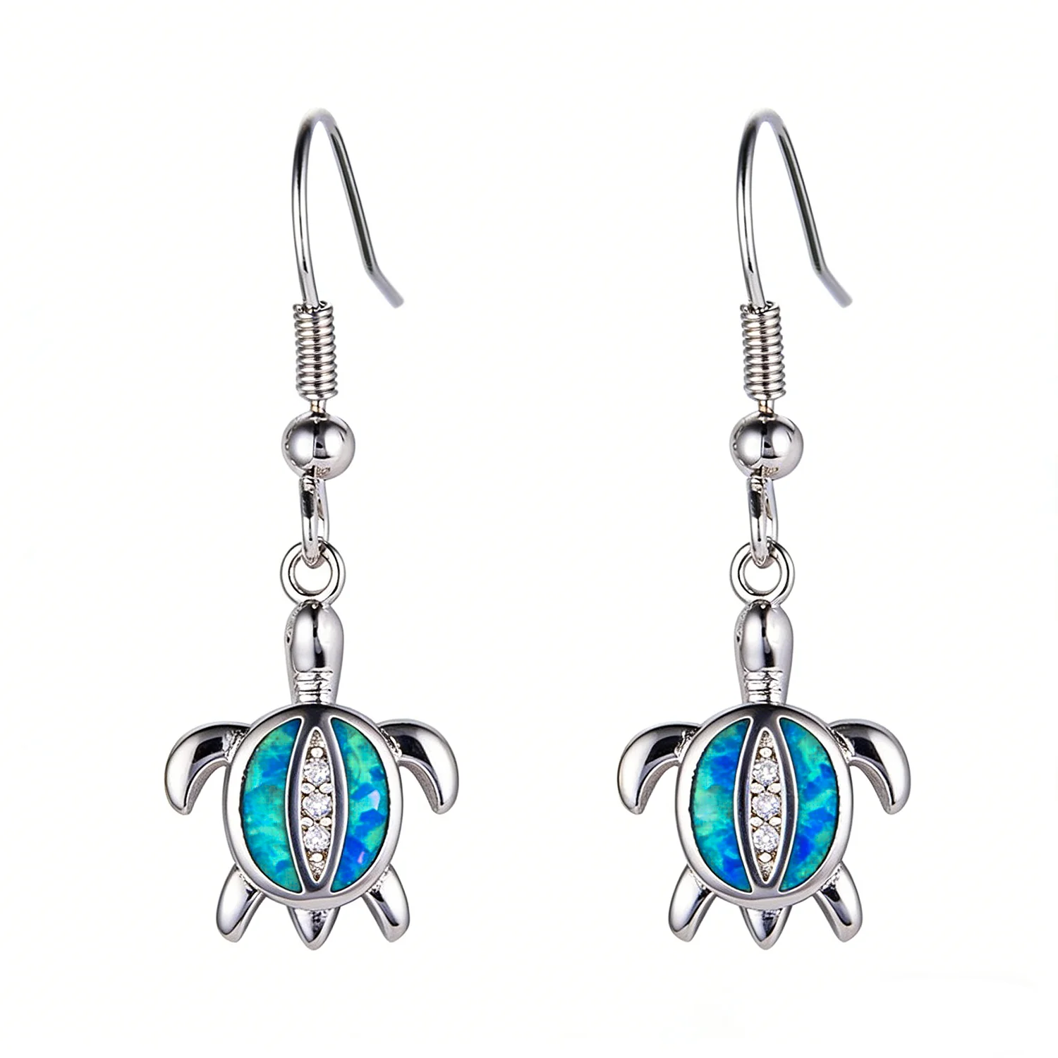 Minimalist Turtle Blue Green Opal Earrings,Beach Holiday Bohemia Dangle Drop Earrings Gift for Her,Hypoallergenic Dainty Jewelry