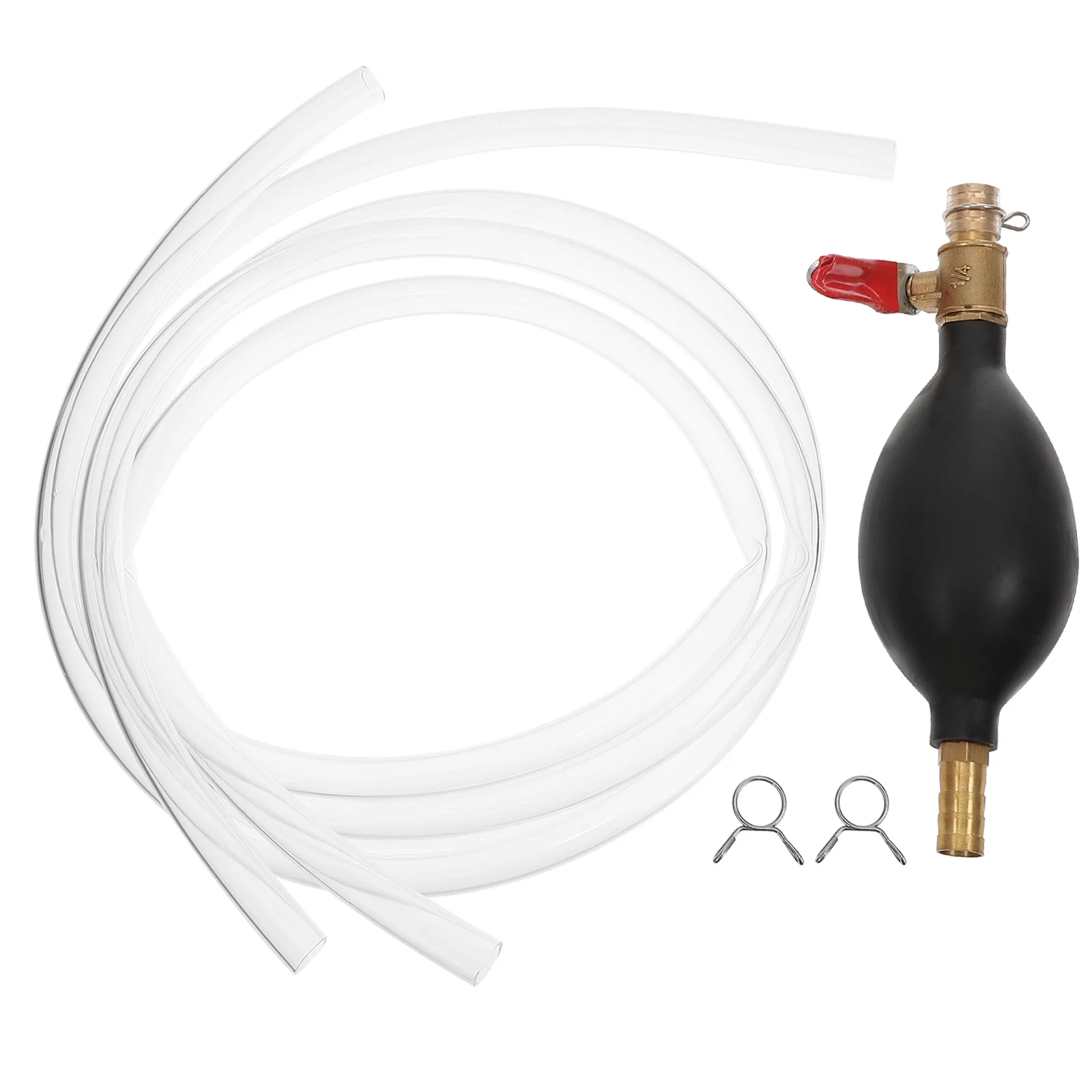 1Pc 10mm Manual Pump Manual Petrol Syphon Hose with Air Cavity Gasoline Conductor (White) Oil Conductor