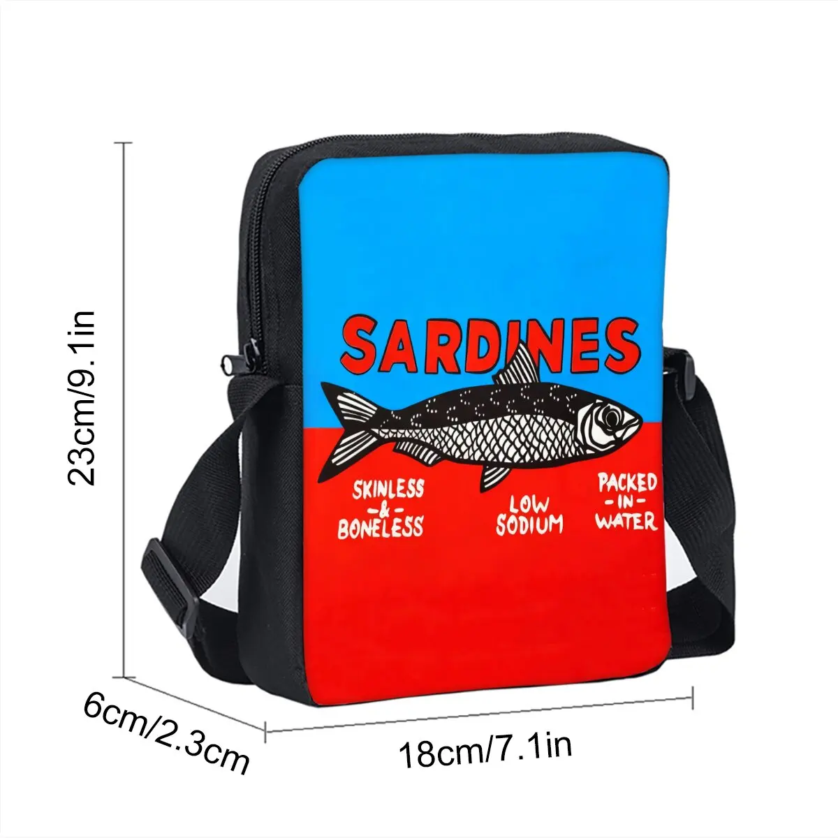 Colorful Trendy Sardines Printe Single Sided Messenger Bag for Boy/Girls Children Best Gifts 2D  Cartoon Casual Crossbody Bag