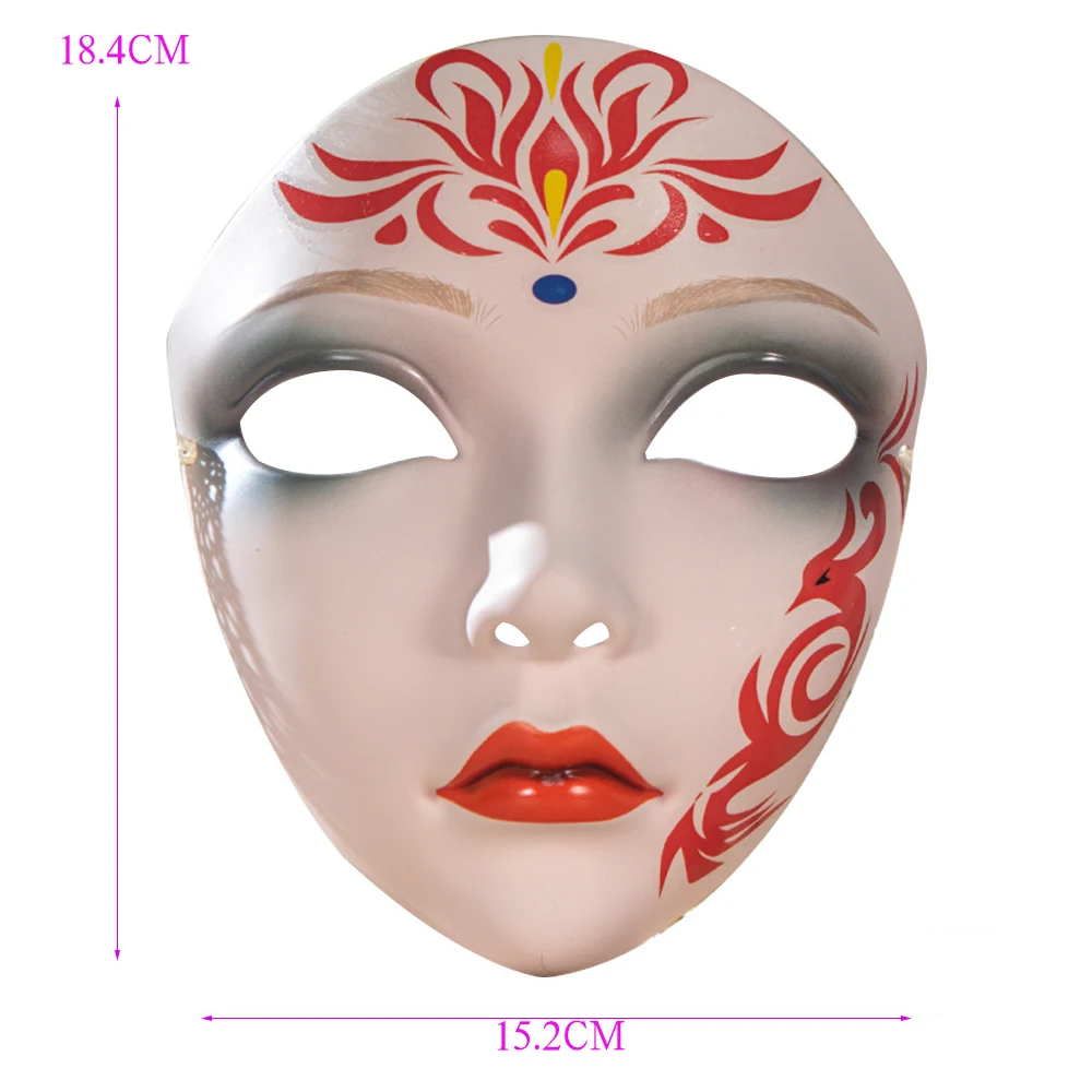 Beautiful Woman Mask Full Face Chinese Ancient Style DIY Hand-painted Decor for Masquerade Party Props Hanfu Costume Accessories - view 6