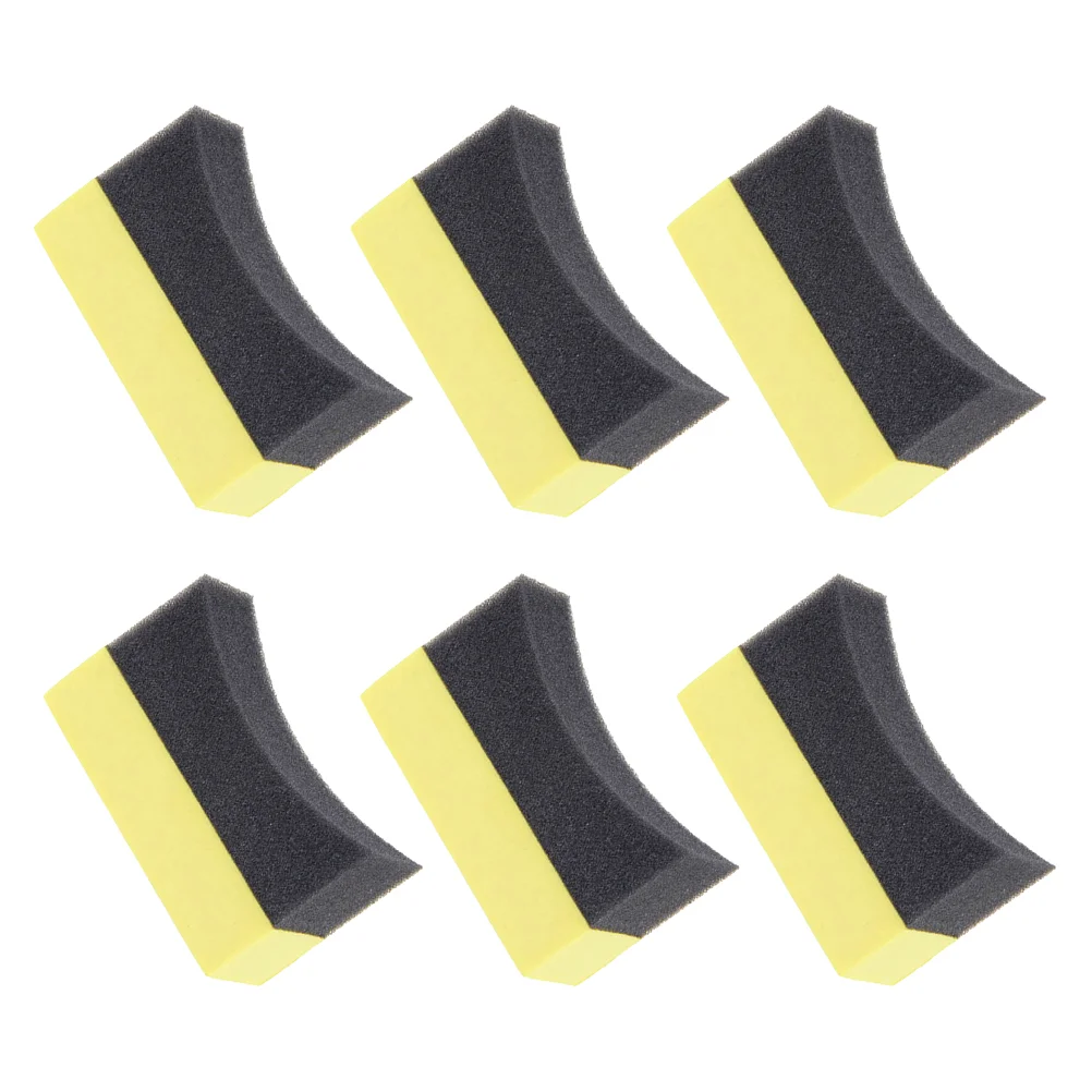 6 Pcs Car Wash Sponge Tire Contour Pads Sponges Clean For Cleaning Composite PE Washing Supplies