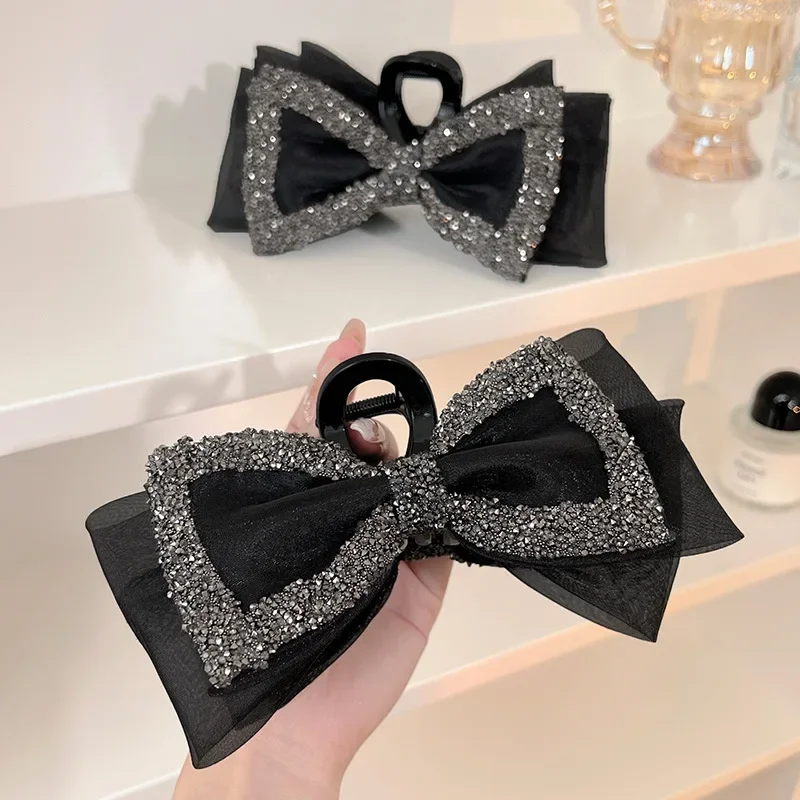 مشبك شعر أنيق على شكل فيونكة من حجر الراين للنساء والفتيات، مشبك شعر أنيق متعدد الاستخدامات، إكسسوارات شعر رائعة، هدايا