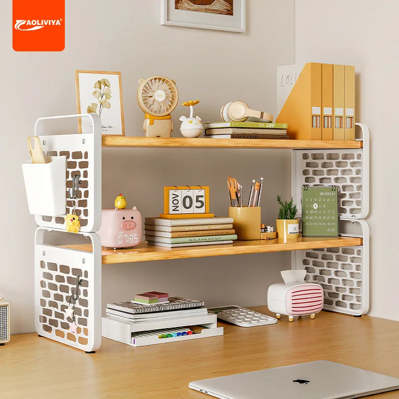 AOLIVIYA Desktop Hole Board Shelf Table Bookshelf Desk Storage Figure Display Rack Multi-layer Small Shelf on The Table