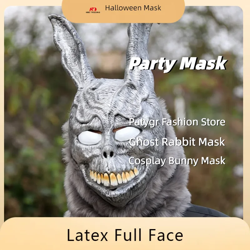 1PC Anime Frankie Mask Horror Angry Rabbit Evil Headgear Cosplay Ghost Latex Full Face Masks Halloween Party Costume Props