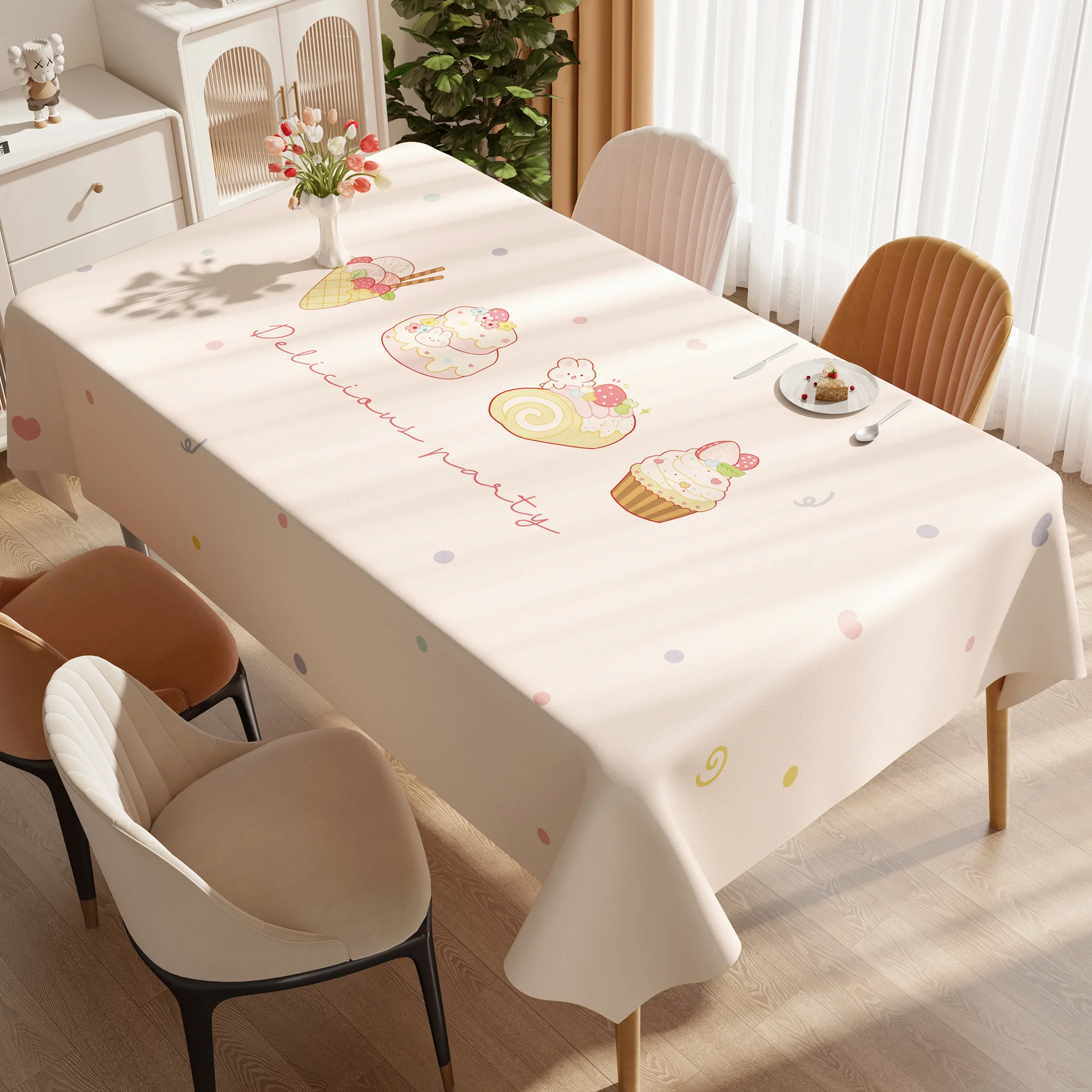 Modern Minimalist Style No-Clean PVC Table Cloth Waterproof Oil Proof Anti-Scalding Customizable Home Table Decoration Accessory