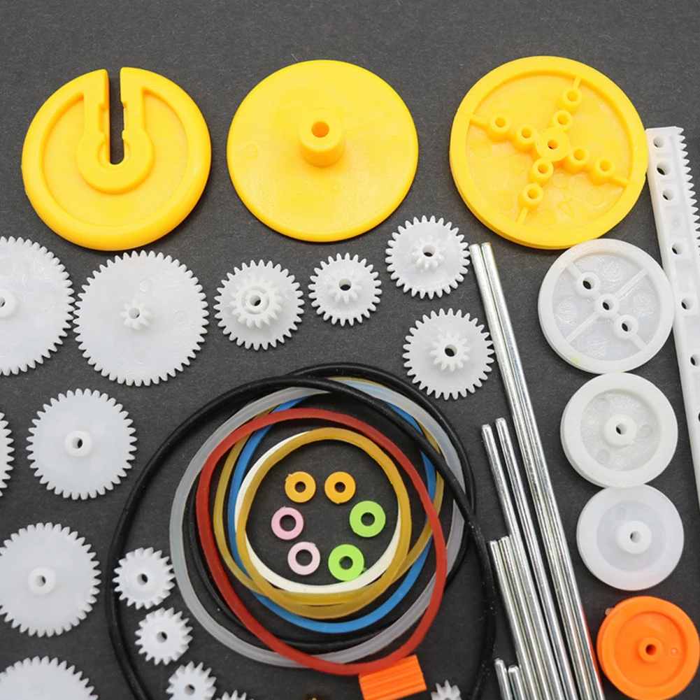 82Pcs/set Plastic Gears Set Model Robot Reduction Gears Motor Wheels Pulley Toys Accessories Hardware For Toy Robot