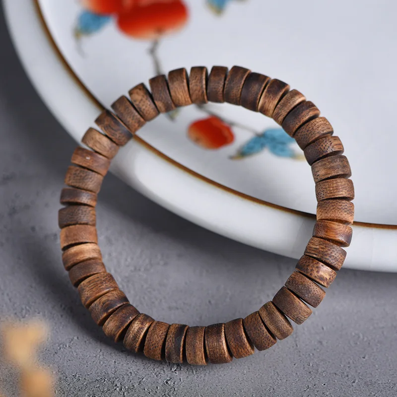 

Натуральный Вьетнамский Nha Trang желтый Ци Нан агаровое дерево молитвенный браслет из бисера мужские этнические стили культурные игры ювелирные изделия