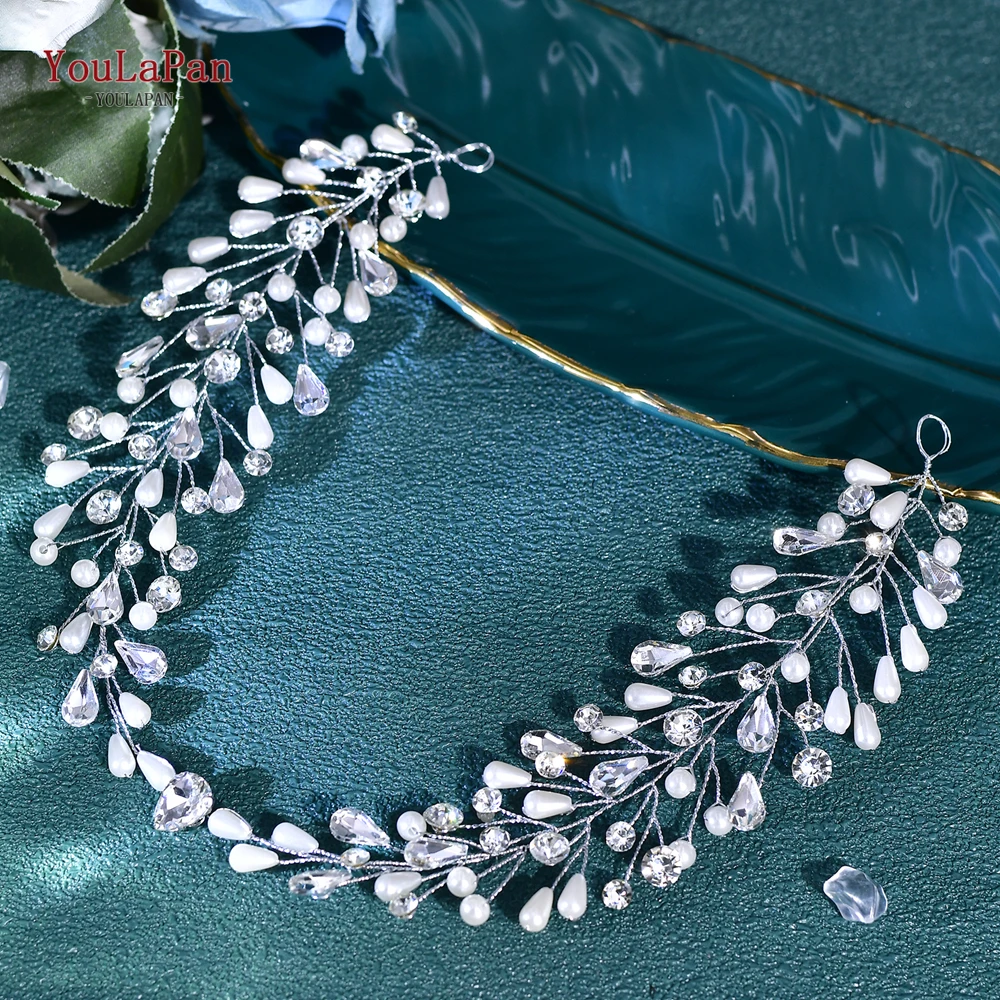 YouLaPan, accesorios para el cabello con diamantes de imitación y perlas de imitación, diadema nupcial para boda, diadema de moda, tocado para fiesta de banquete HP835