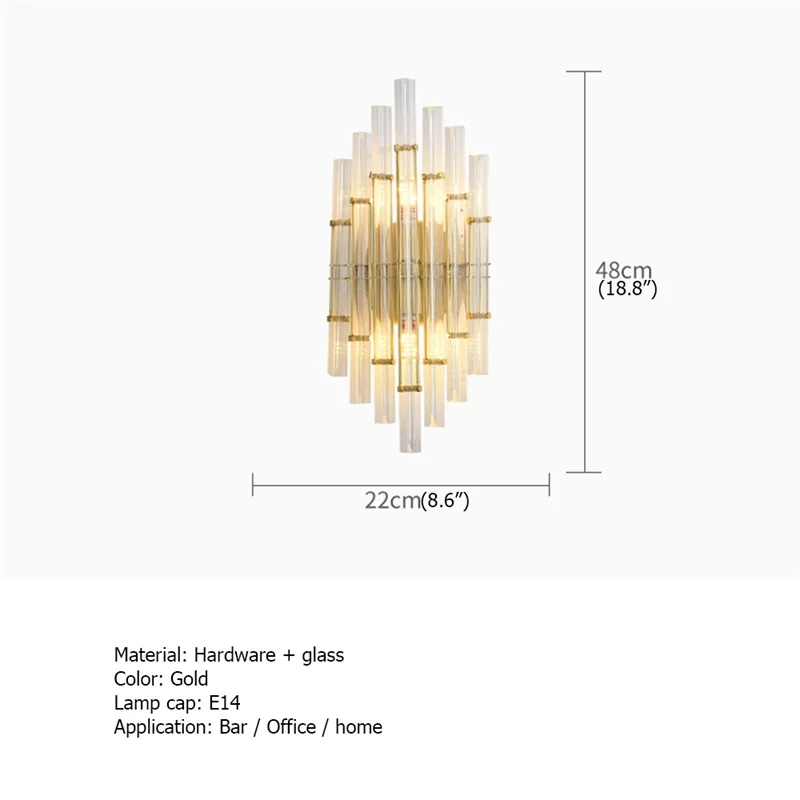 DEBBY-Crystal Wall Sconce Lamp, Quarto moderno Luxo Ouro LED Design, Varanda Decorativa para Casa, Corredor Interior