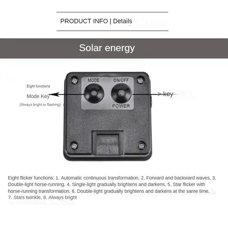 Светильники на солнечной энергии, светодиодные гирлянды на солнечной энергии, 100 для наружного рождественского освещения, декор для двора, уличного сада, 10 м, белый